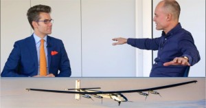 Piccard explains Solar Impulse 2 project to journalist 