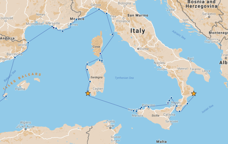 Our-route-from-Isola-di-San-Pietro-to-Crotone - sailors for sustainability