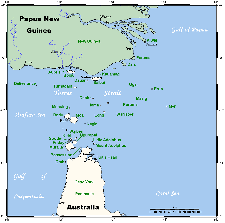 the Torres Strait islands - map
